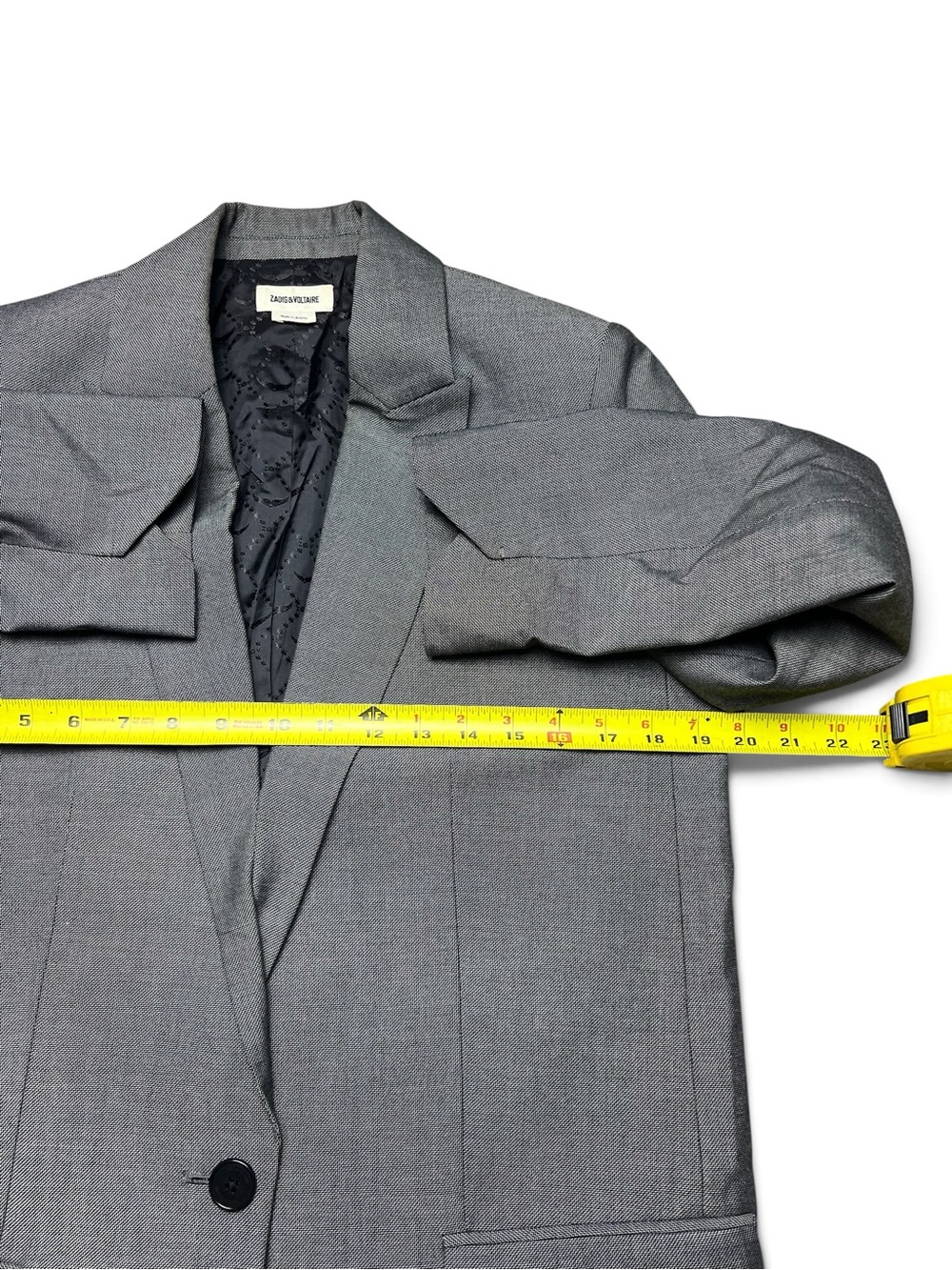 Zadig & Voltaire Viva Bis Love Gray Crystal LOVE Back Blazer Jacket EU 40 - Picture 14 of 15